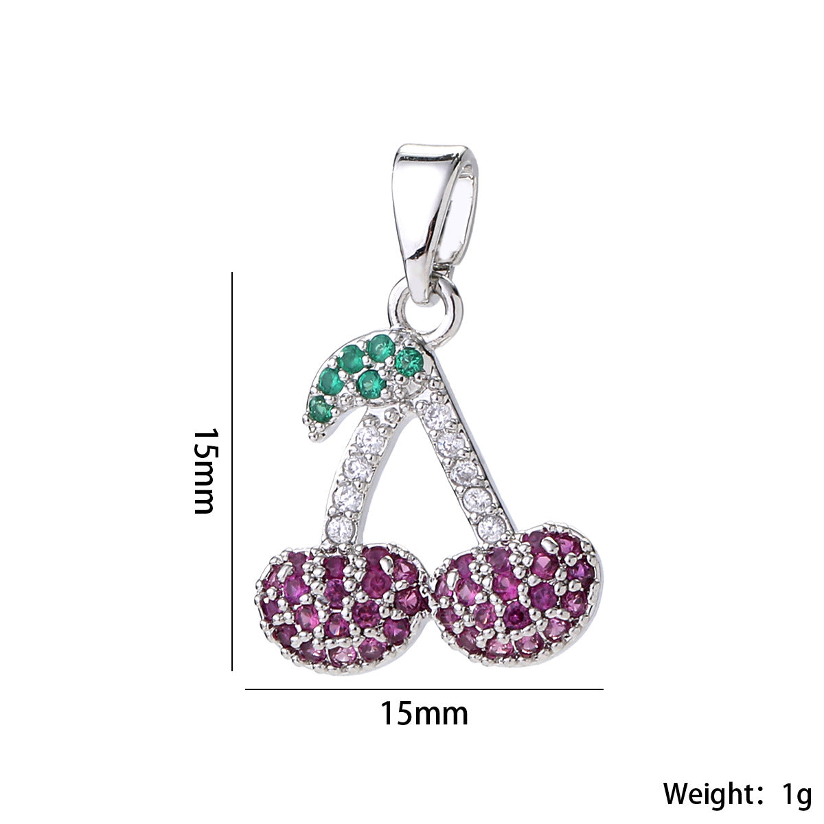 Wholesale 14K Gold Plated Brass Cherry Pendant Necklace Micro Set Zircon Fruit Choker Stylish Fashion Accessory For Women Gift
