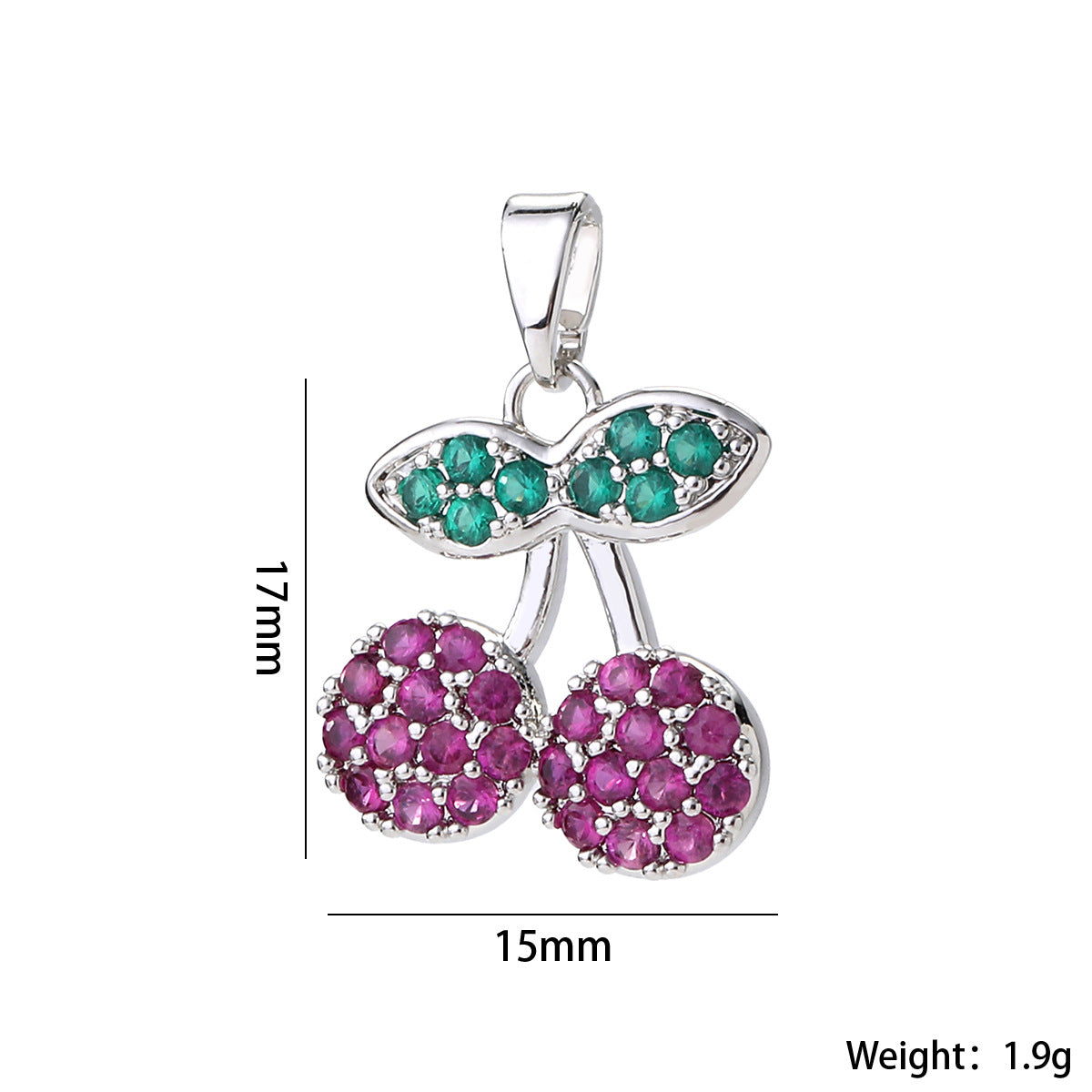 Wholesale 14K Gold Plated Brass Cherry Pendant Necklace Micro Set Zircon Fruit Choker Stylish Fashion Accessory For Women Gift