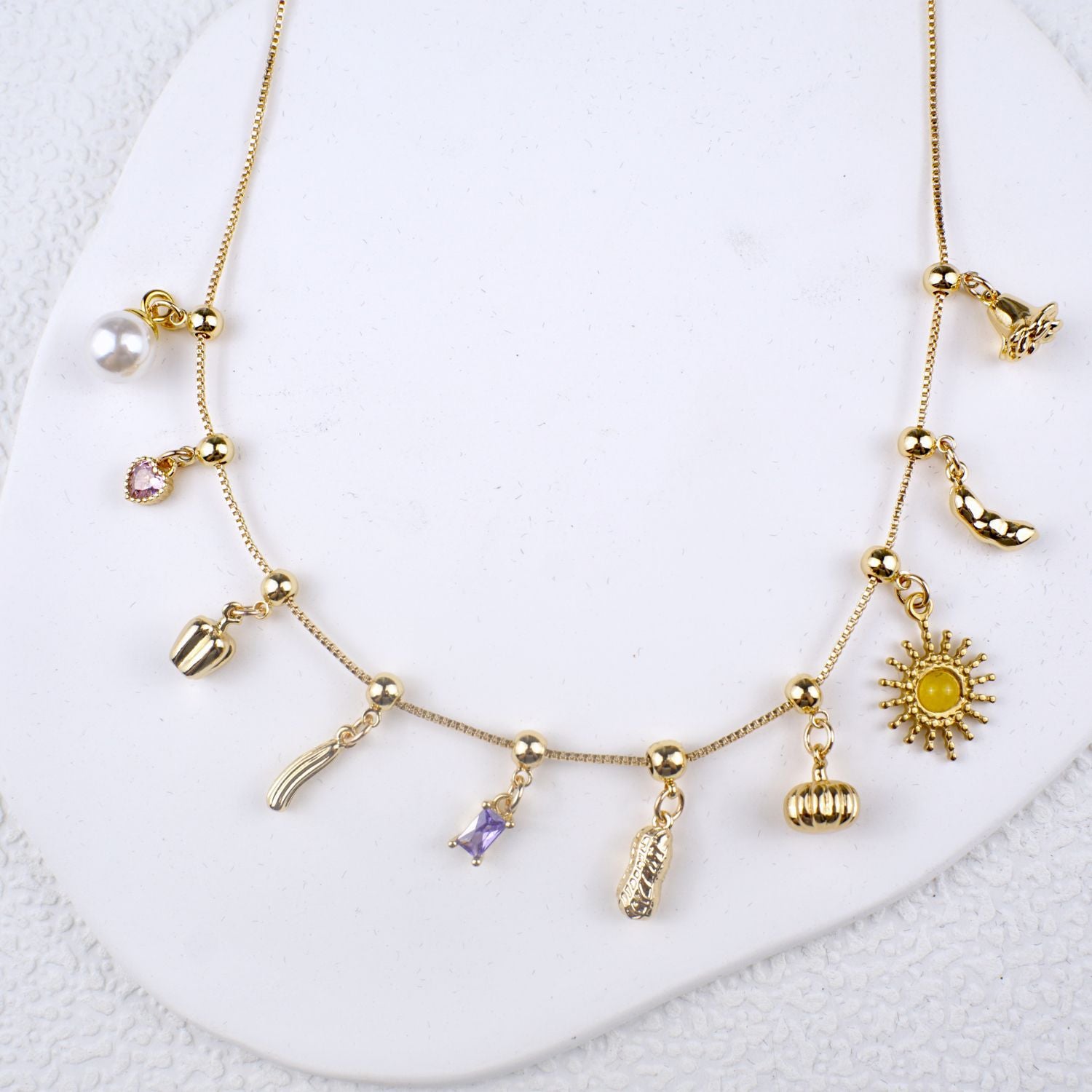 Wholesale 5pcs/ pack DIY mini love gem pearl pendant pull chain necklace bracelet personality single pendant