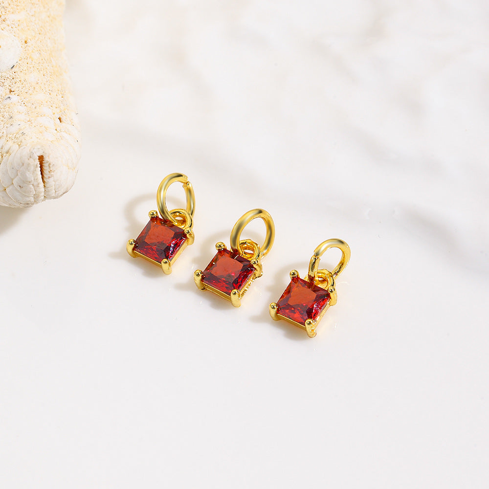 Wholesale Geometric square colored zircon small pendant