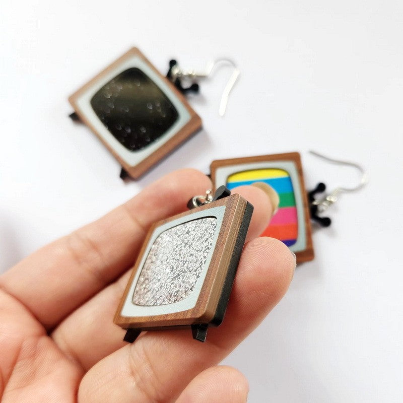 Wholesale Y2K Acrylic Retro Style Vintage TV/ Phonetic Recorder Earrings