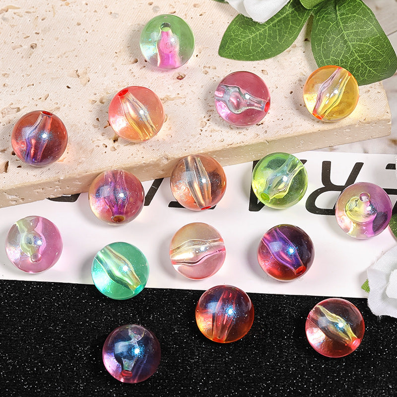 Wholesale 100pcs Fine Glitter Colorful Round Gradient Acrylic Beads DIY Beaded Accessories ACC-BDS-BLG085