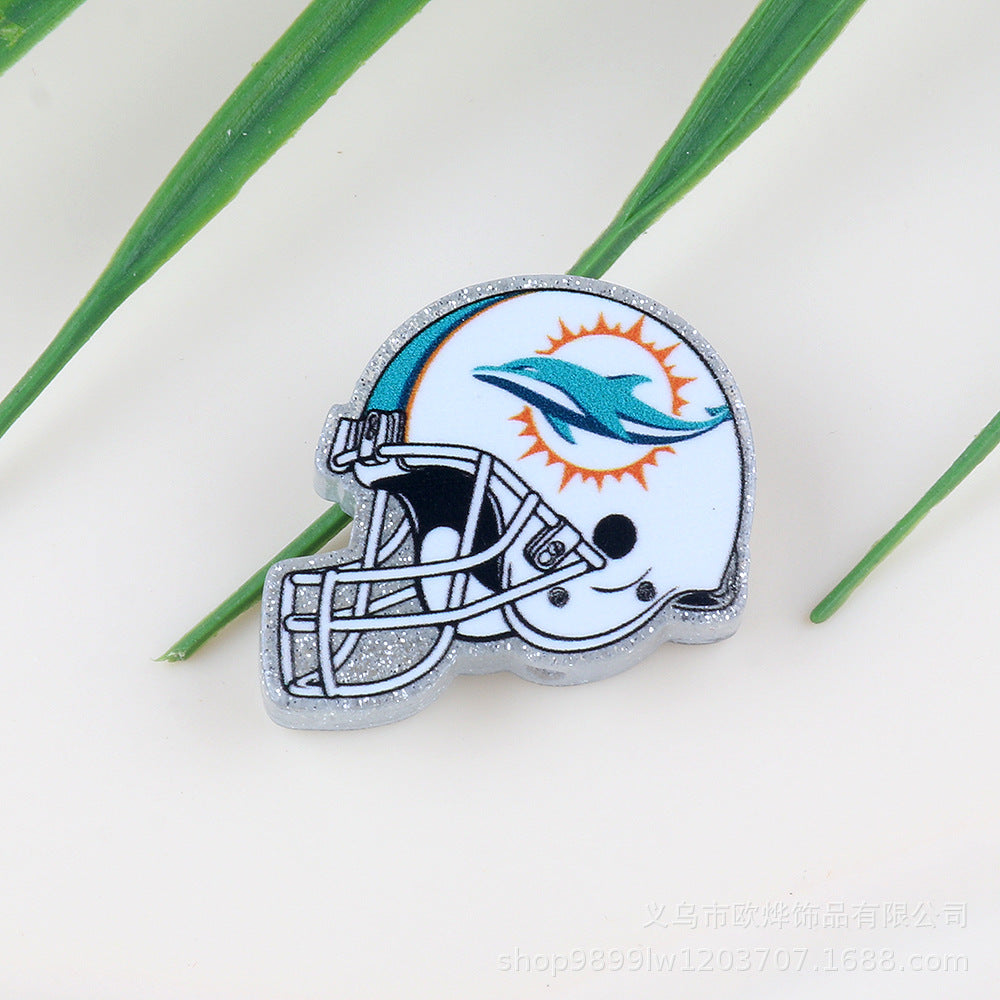 Wholesale 5pcs Acrylic Rugby Straight Hole Cartoon Beads