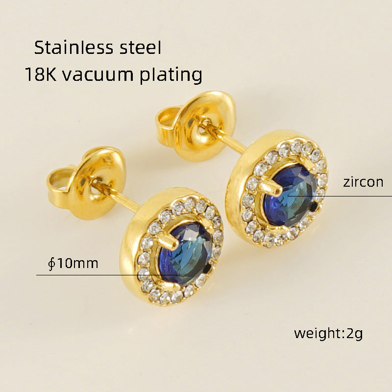 Wholesale Stainless Steel Love Zircon 18K Water Drop Sunflower Earrings ACC-ES-Zhongy002