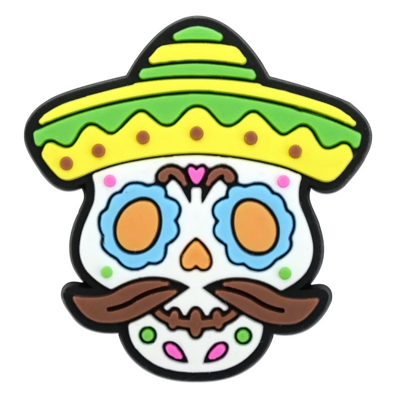 Wholesale Random 100pcs Day of the Dead  PVC Soft Rubber Shoe Buckle Decoration