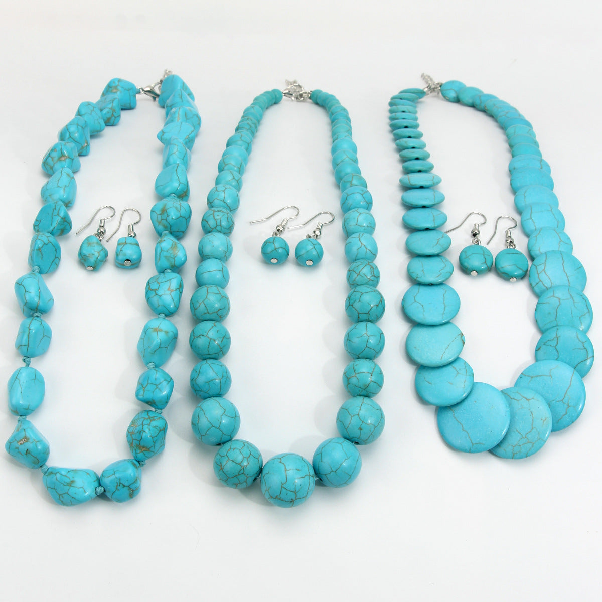 Wholesale Vintage Irregular Turquoise Beaded Necklace Set