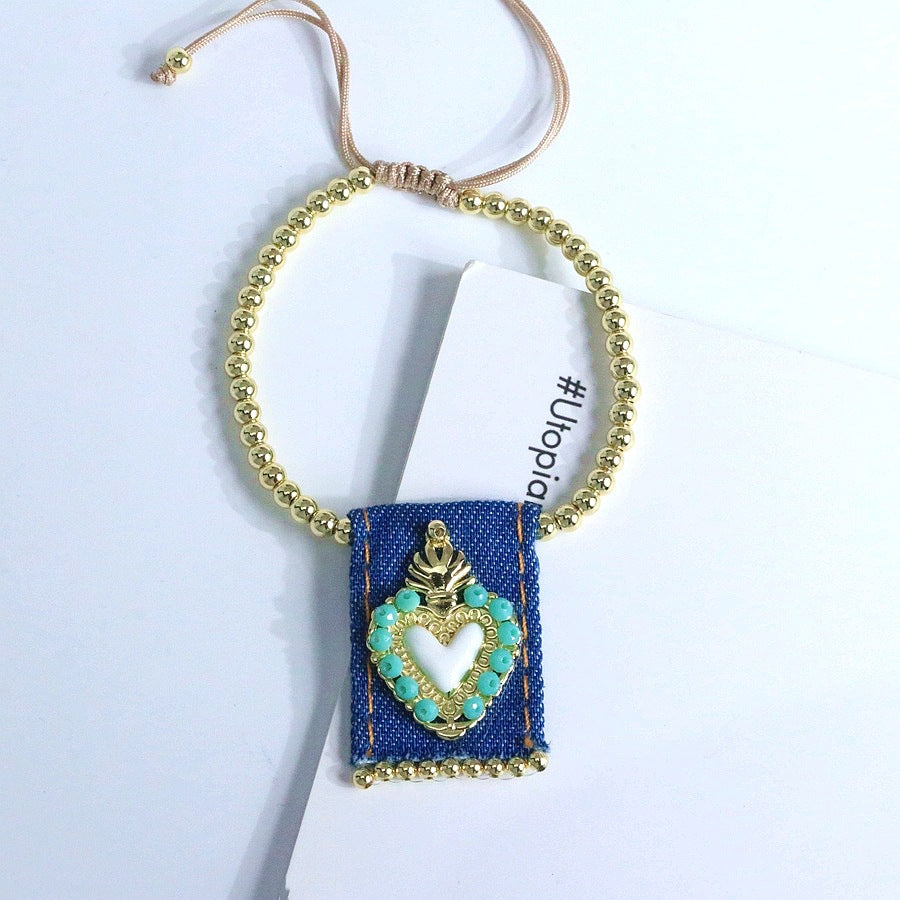 Wholesale Copper bead heart-shaped bracelet