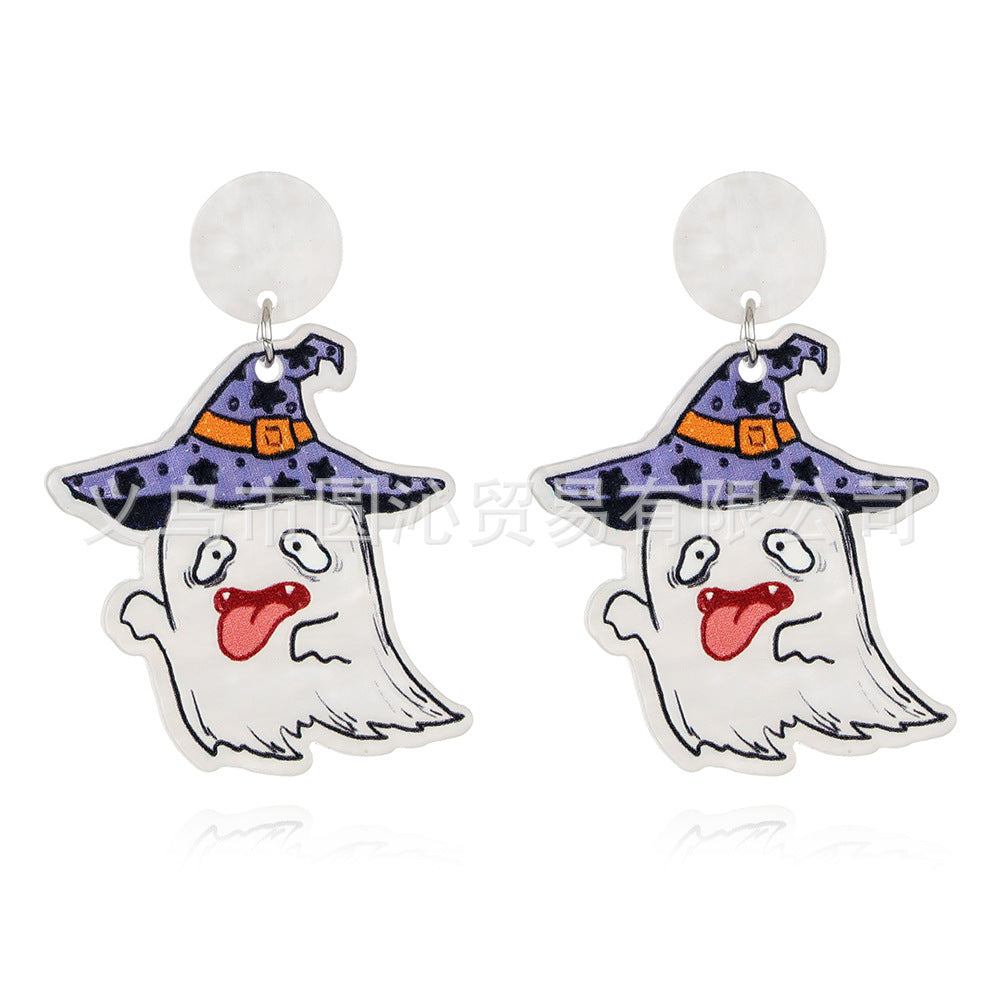 Wholesale   acrylic plate  skull pumpkin ghost mummy earrings
