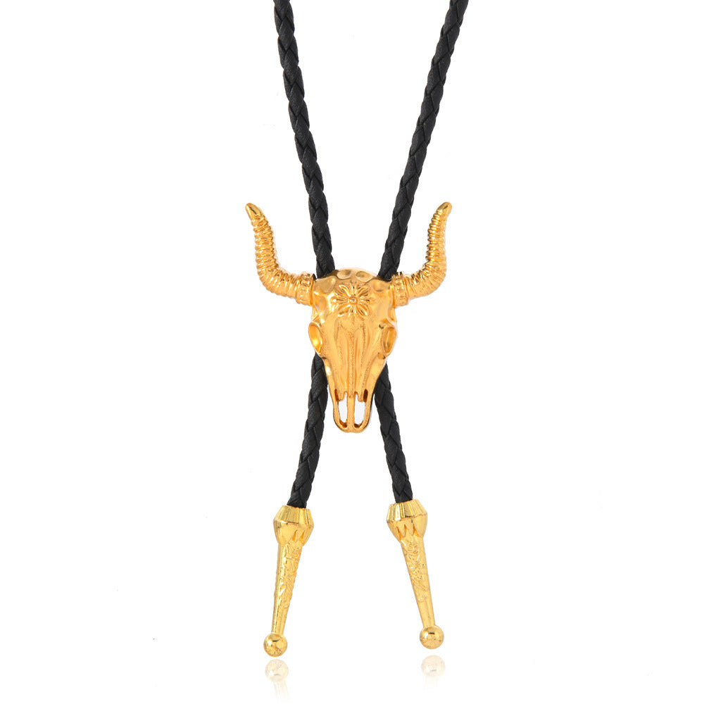 Wholesale Bull head collar rope gold style accessories western cowboy necklace