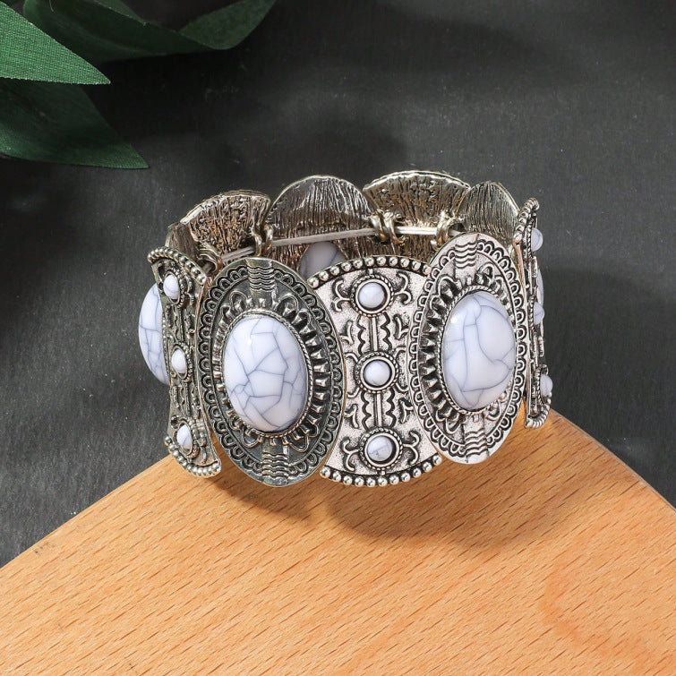 Wholesale Bohemian Natural Turquoise Stretch Bracelet ACC-BT-JunJie022