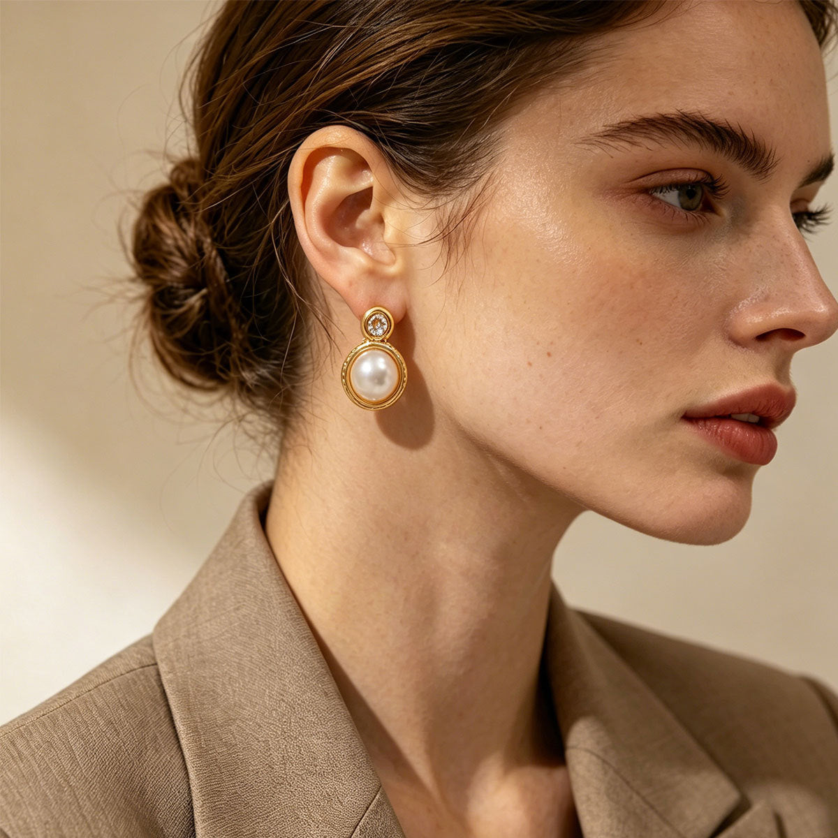 Wholesale Titanium Steel Geometric Pearl Drop Earrings,  Party Wear Fashion Accessory for Boutique Resale