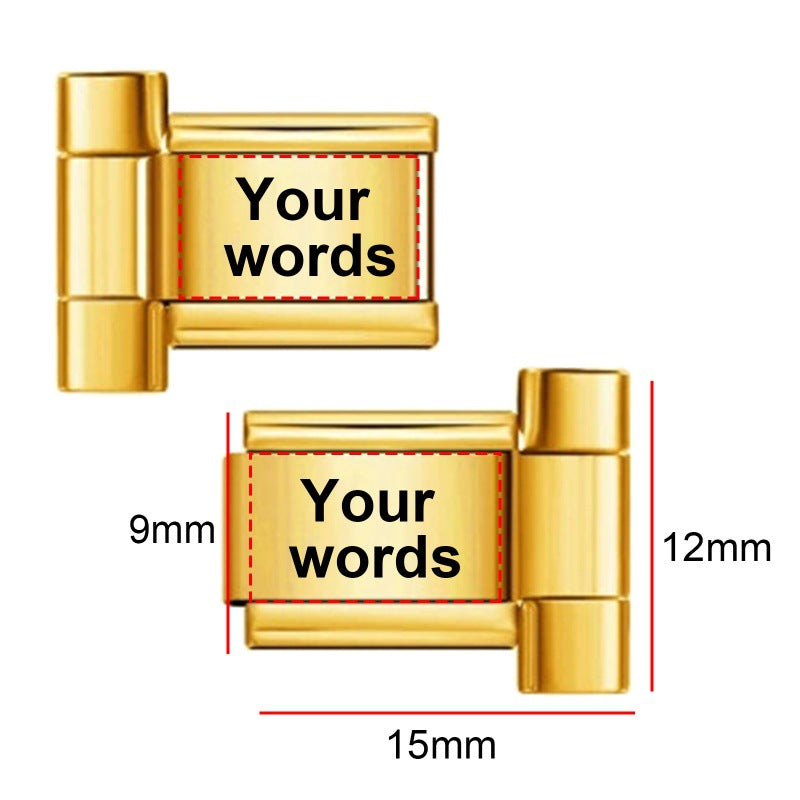 Wholesale  9mm Italian Charm Starter Bracelets DIY square Single Section Creative Stainless Steel Composable Bracelet