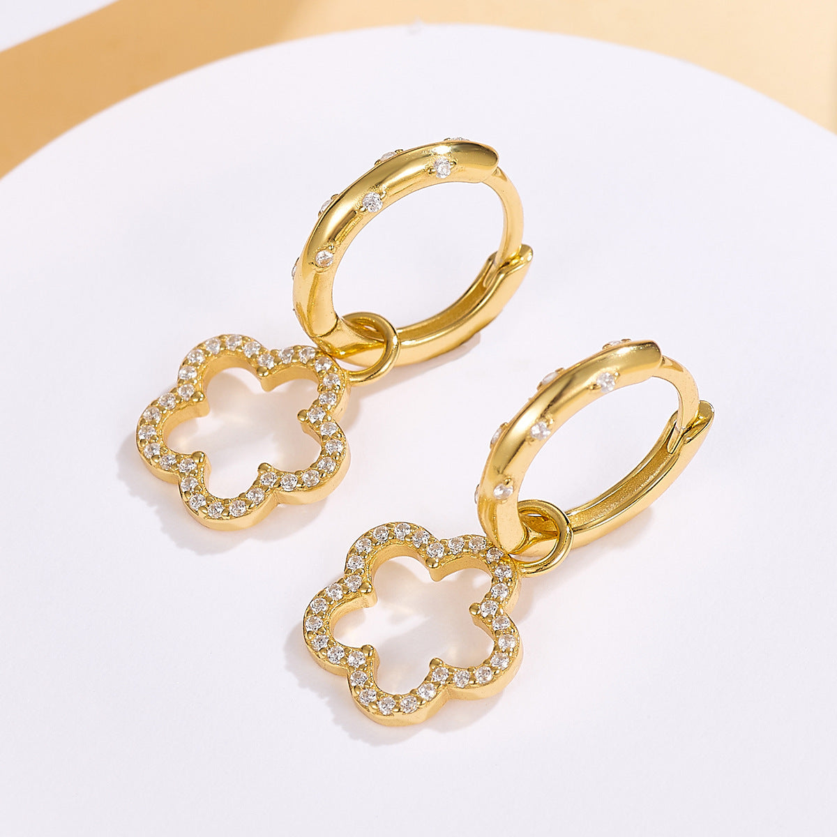 Wholesale S925 Sterling Silver Micro Inlaid Zircon Flower Earrings ACC-ES-JingXu005