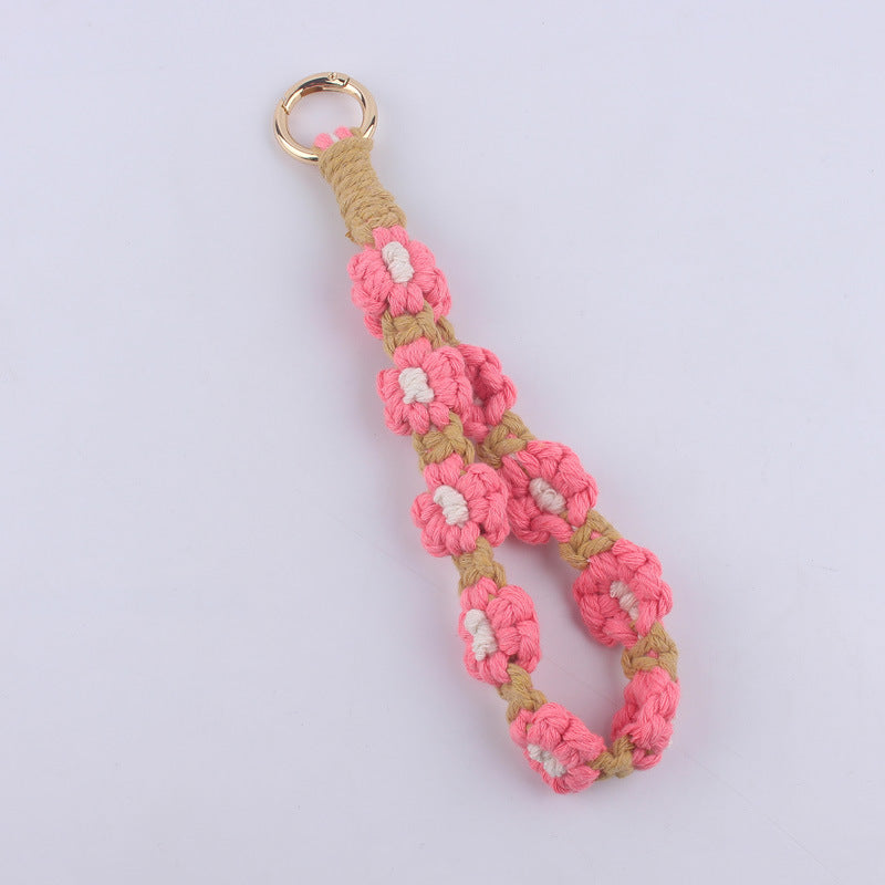 Wholesale Handmade Weaving Cotton Cord Daisy Keychain ACC-KC-GuangTian019
