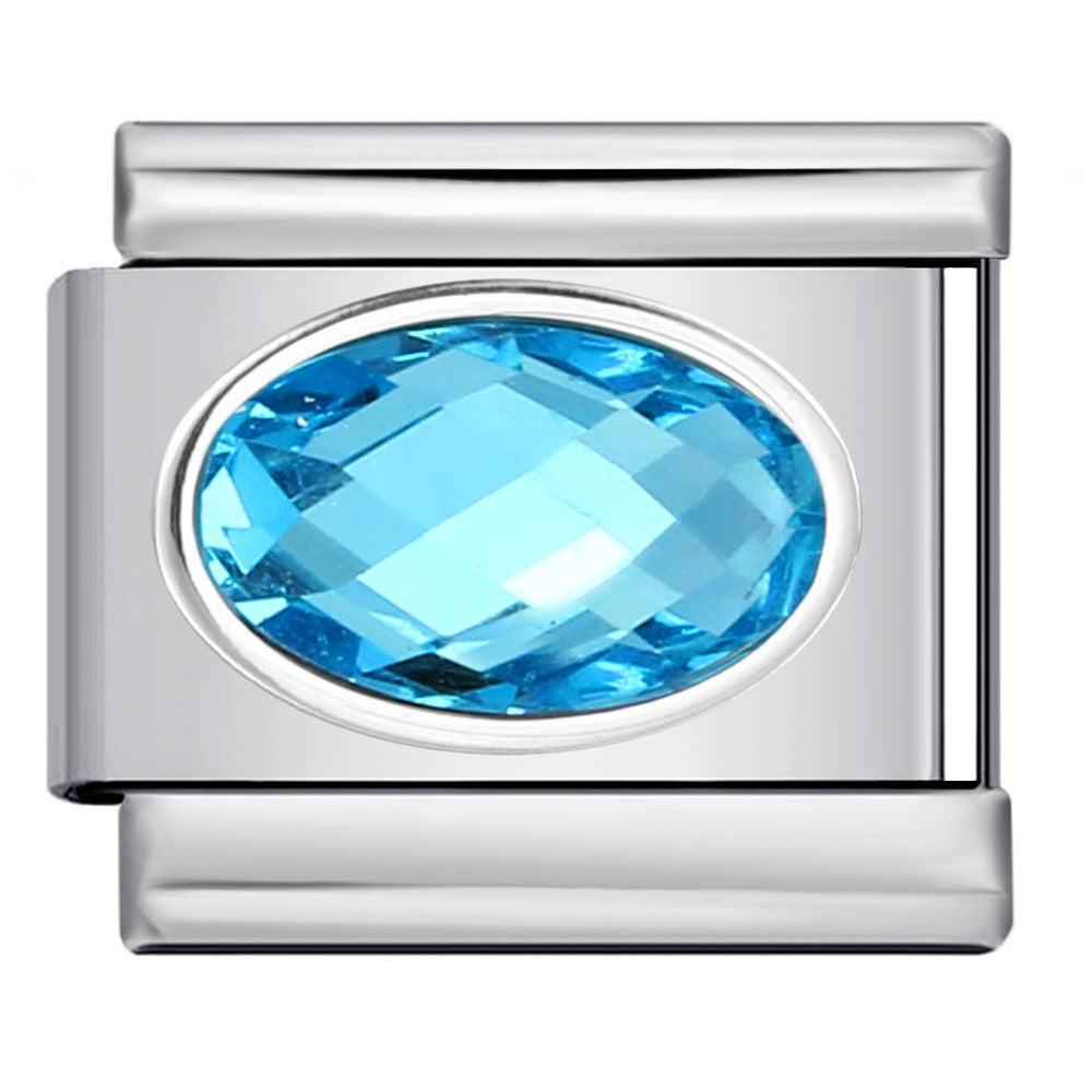 Wholesale Italian Charm Bracelet 9mm DIY Splicing Removable Oval Color Stone Stainless Steel Composable Bracelet