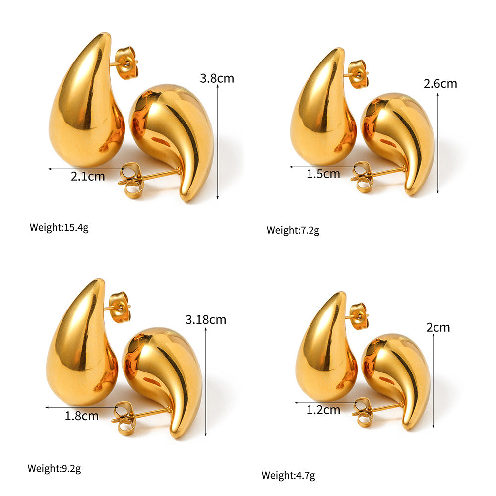 Wholesale 18K gold water drop titanium steel earrings cashew-shaped necklace