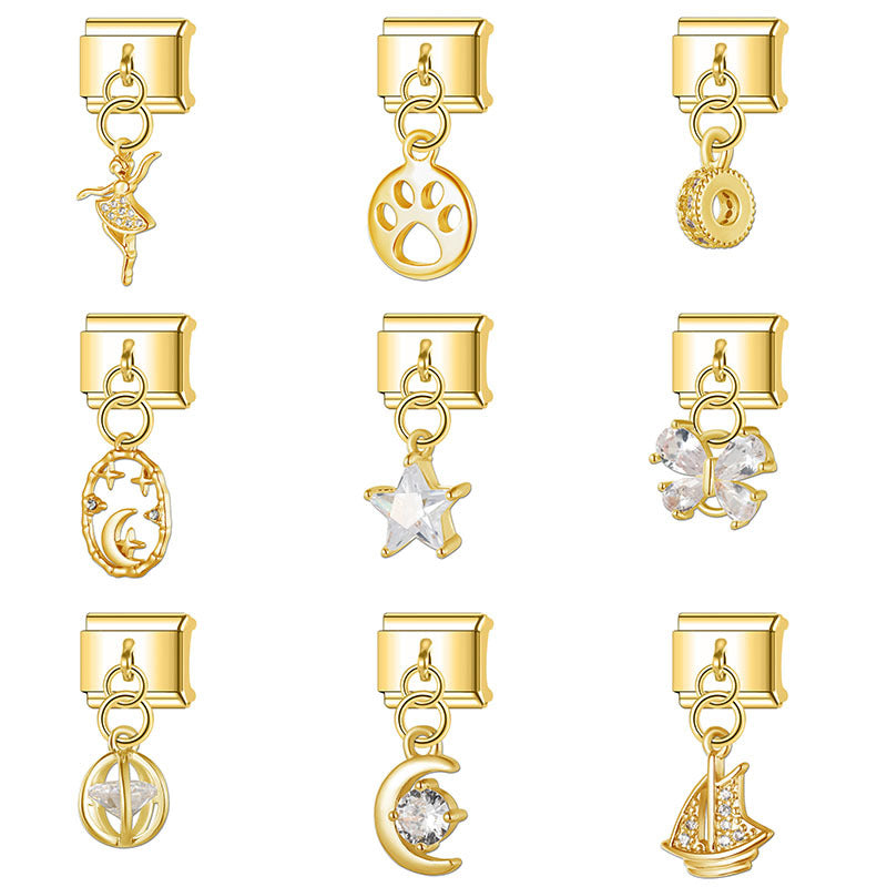 Wholesale Italian Charm Bracelet 9mm DIY Splicing Pendant Stainless Steel Composable Bracelet