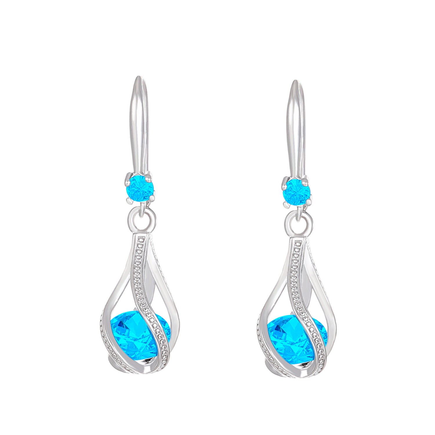 Wholesale Alloy Inlaid Zircon Drop Earrings Water Drop Hollow Rotating Design Fashion Jewelry Accessory For Bridal Party