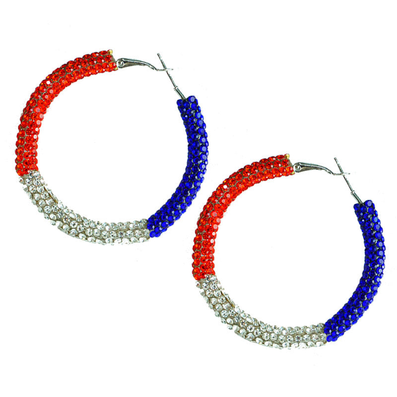 Wholesale 2 Pairs/pack American Independence Day Earrings Color Block Rhinestone Crystal Earrings ACC-ES-HY046