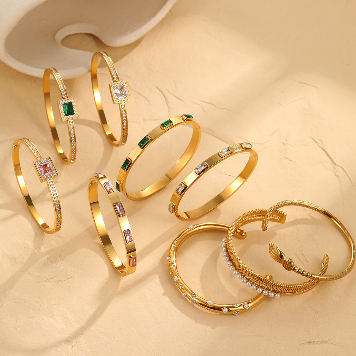 Wholesale  Square Zircon Bracelet  Stainless Steel Bracelet