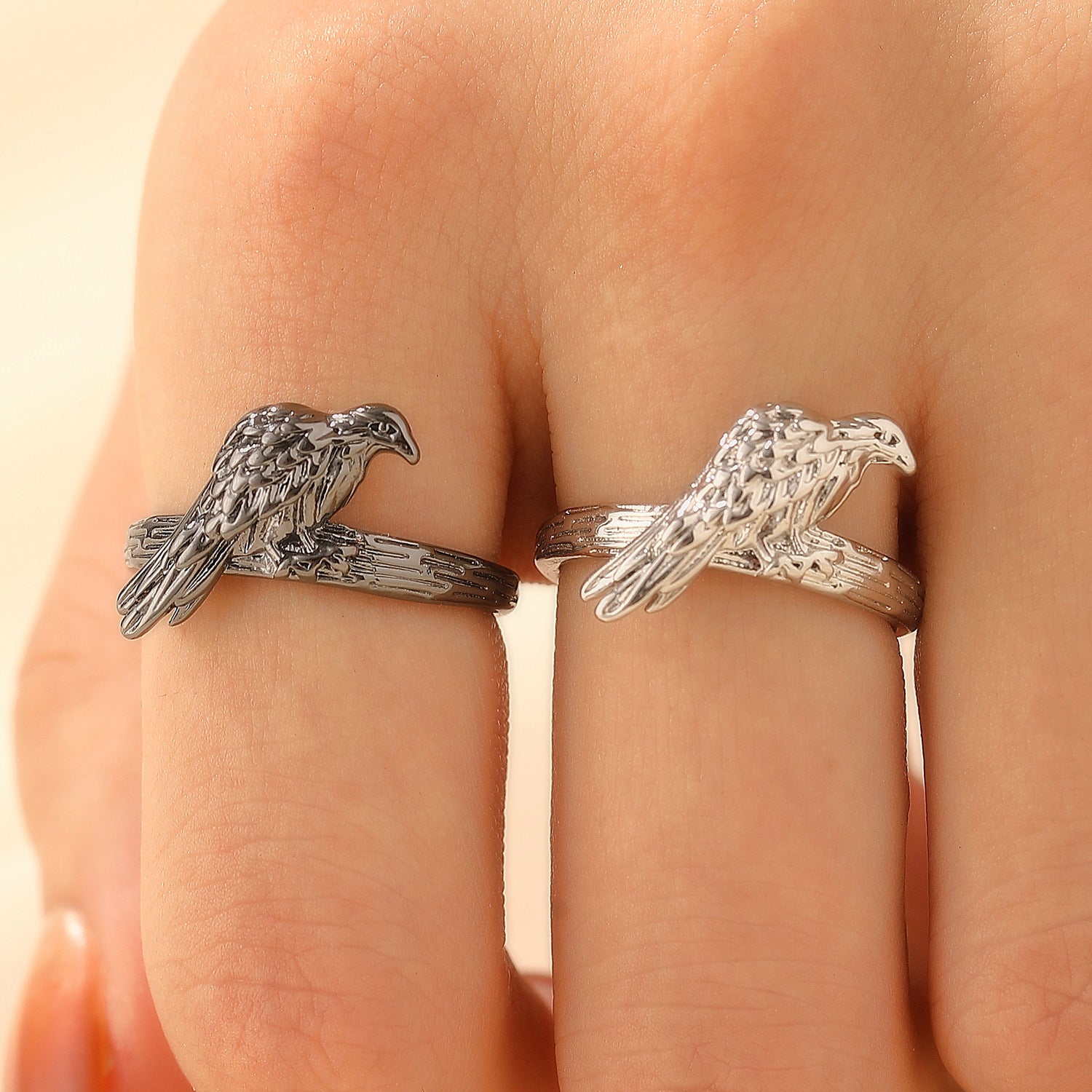 Wholesale Geometric Punk Style Ring with Diamond Pattern - Fashion Accessory for Everyday or Gift