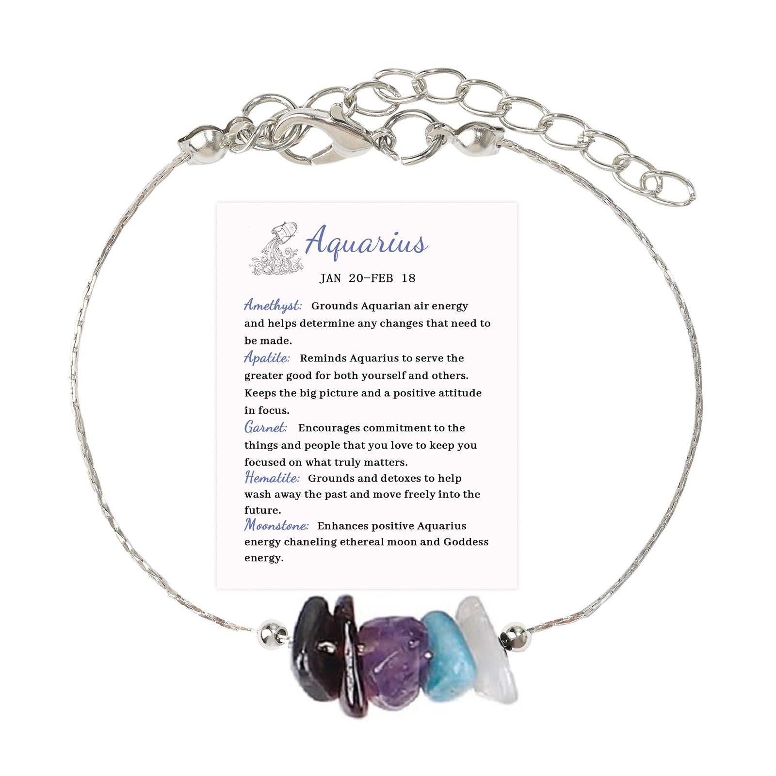 Wholesale 12 Constellation Bracelet Irregular Citrine Lapis Lazuli White Chalcedony Chain Adjustable Bracelet