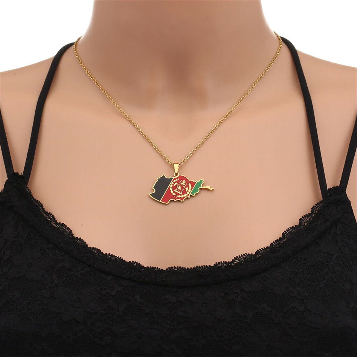 Collana all'ingrosso del maglione della mappa dell'Afghanistan in acciaio inossidabile