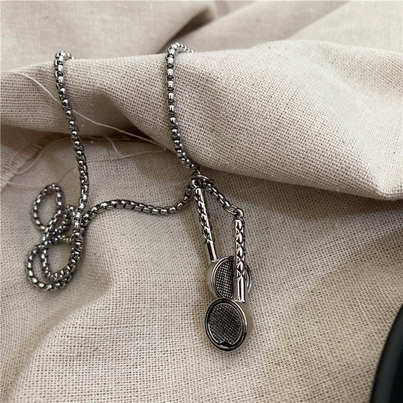 Wholesale Trendy Hip Hop Headphone Pendant Necklace Retro Street Style Alloy Music Jewelry Gift Boutique Resale Accessory