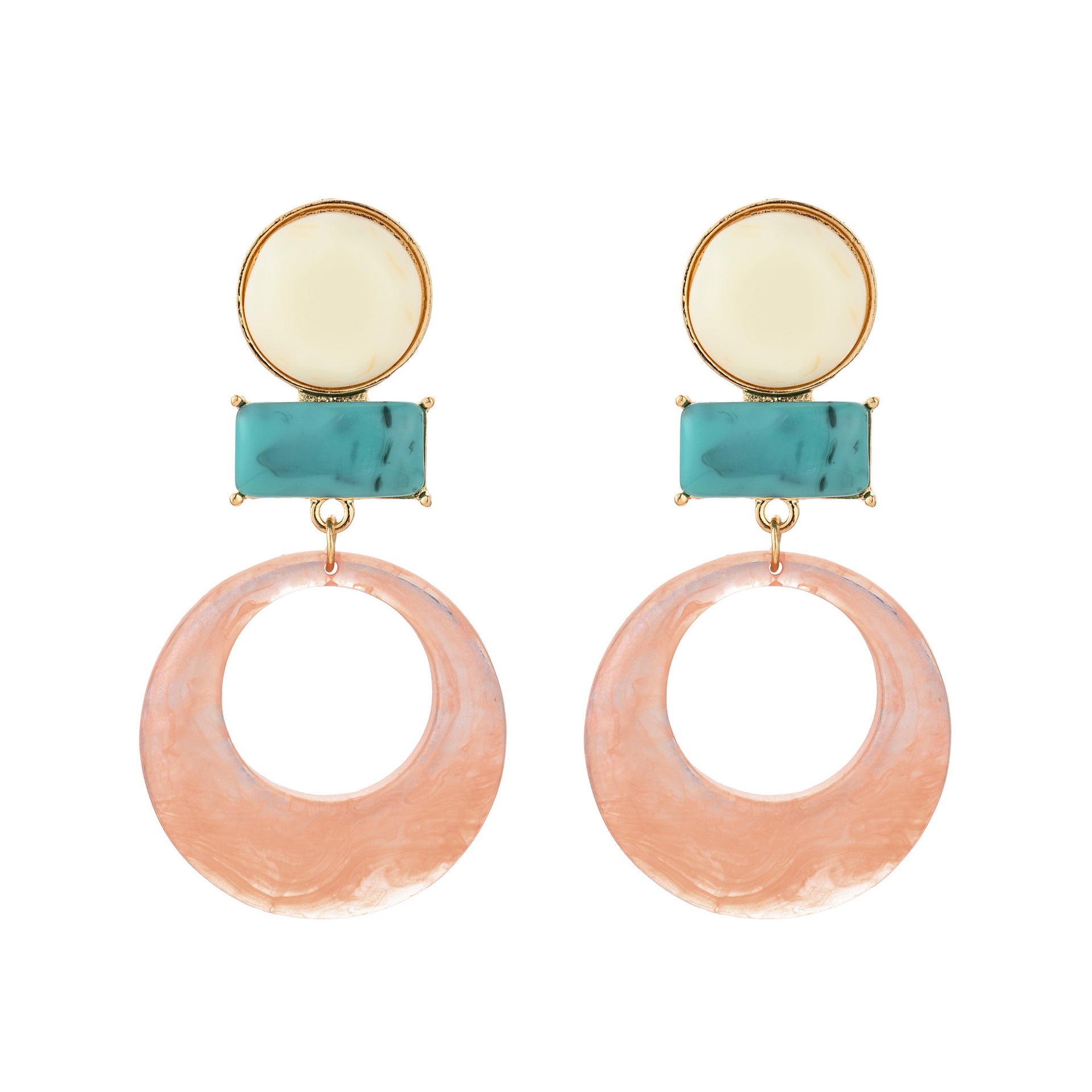Wholesale Chic Pink Flower Drop Earrings Electroplated Fashion Accessory for Women Gift Boutique Resale