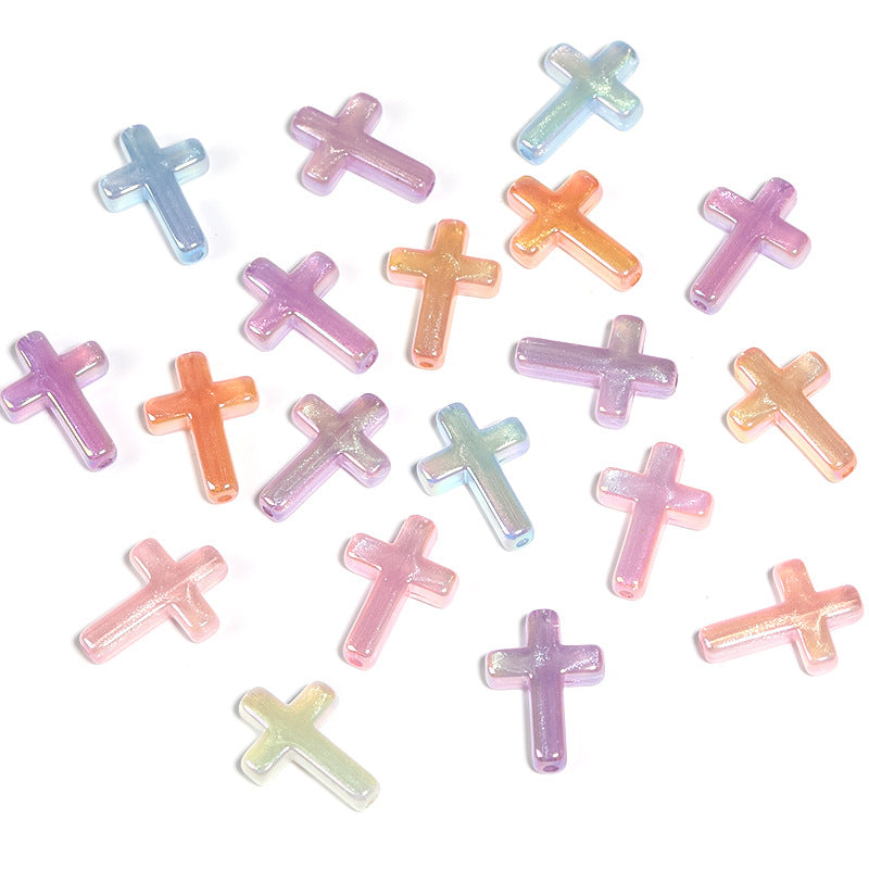 Wholesale 100pcs Acrylic Luminous Mermaid Cross Vertical Hole Beaded Diy Jewelry Accessories ACC-BDS-BLG113