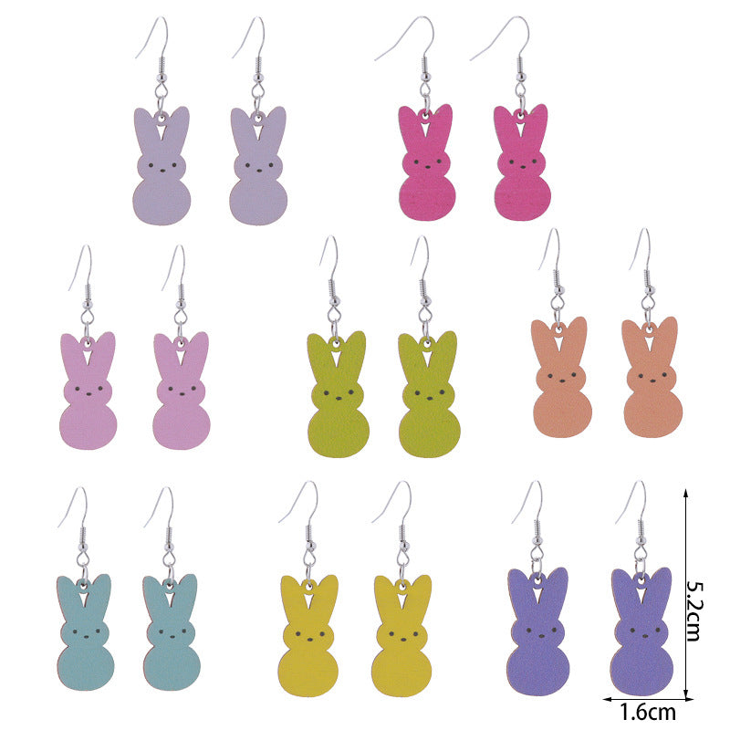 Wholesale Easter Bunny Wooden Earrings Necklaces