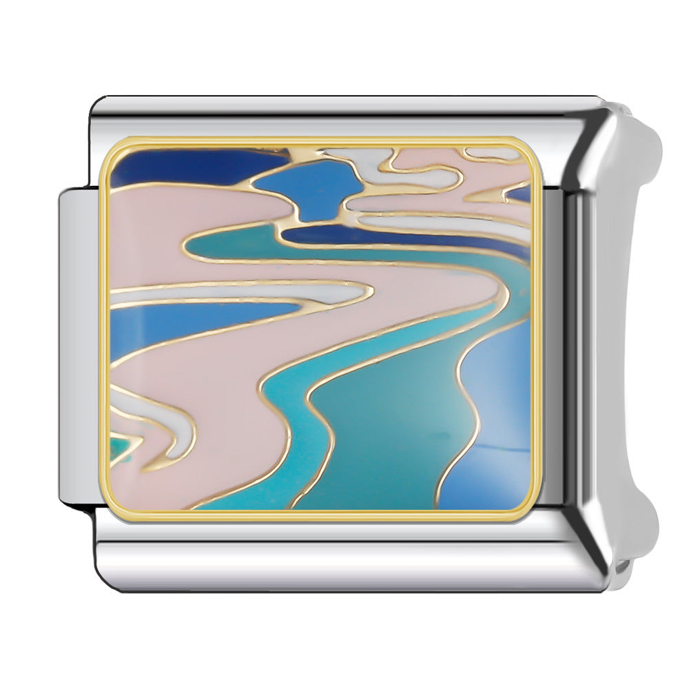 Wholesale Italian Charm Bracelet 9mm DIY Splicing Stainless Steel Holiday Tourism Landmark Composable Bracelet