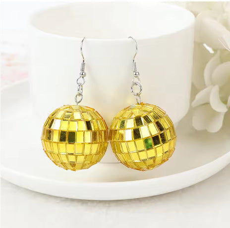 Wholesale American retro disco earrings disco laser light ball earrings