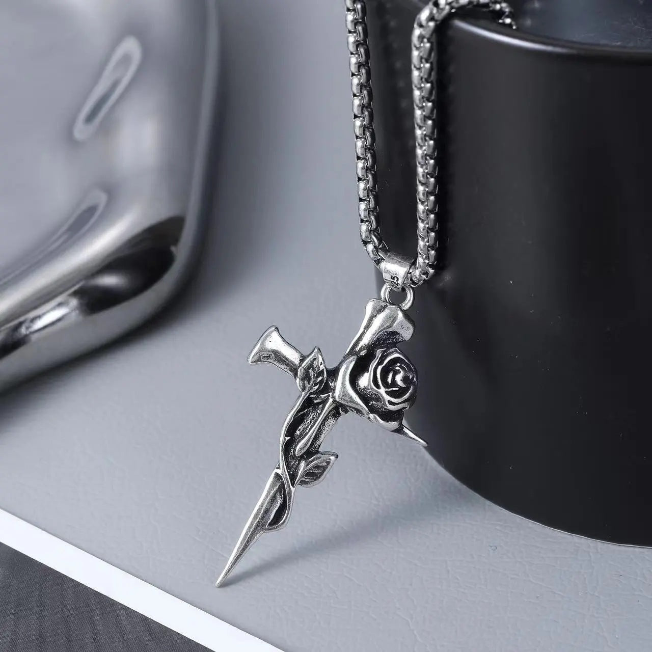 Wholesale Titanium Steel Men's Cross Necklace