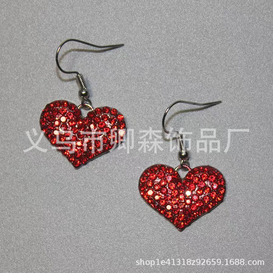 Wholesale red rose design pendant earrings