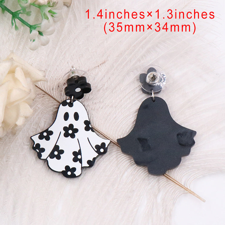 Wholesale 5pcs Halloween Flower Ghost Acrylic Earrings ACC-ES-XiaoYan057