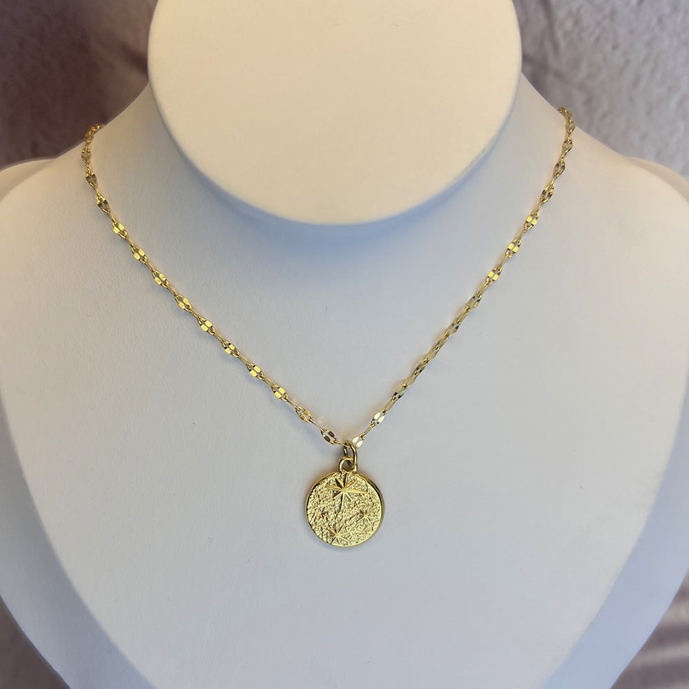 Wholesale Vintage Hammered Pattern Star Stainless Steel Necklace Eight-pointed Star Choker Necklaces ACC-NE-Youbi006