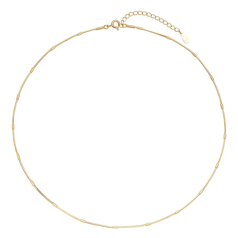 Wholesale 925 Sterling Silver Fashion Simple Geometric Flower Tube Chain