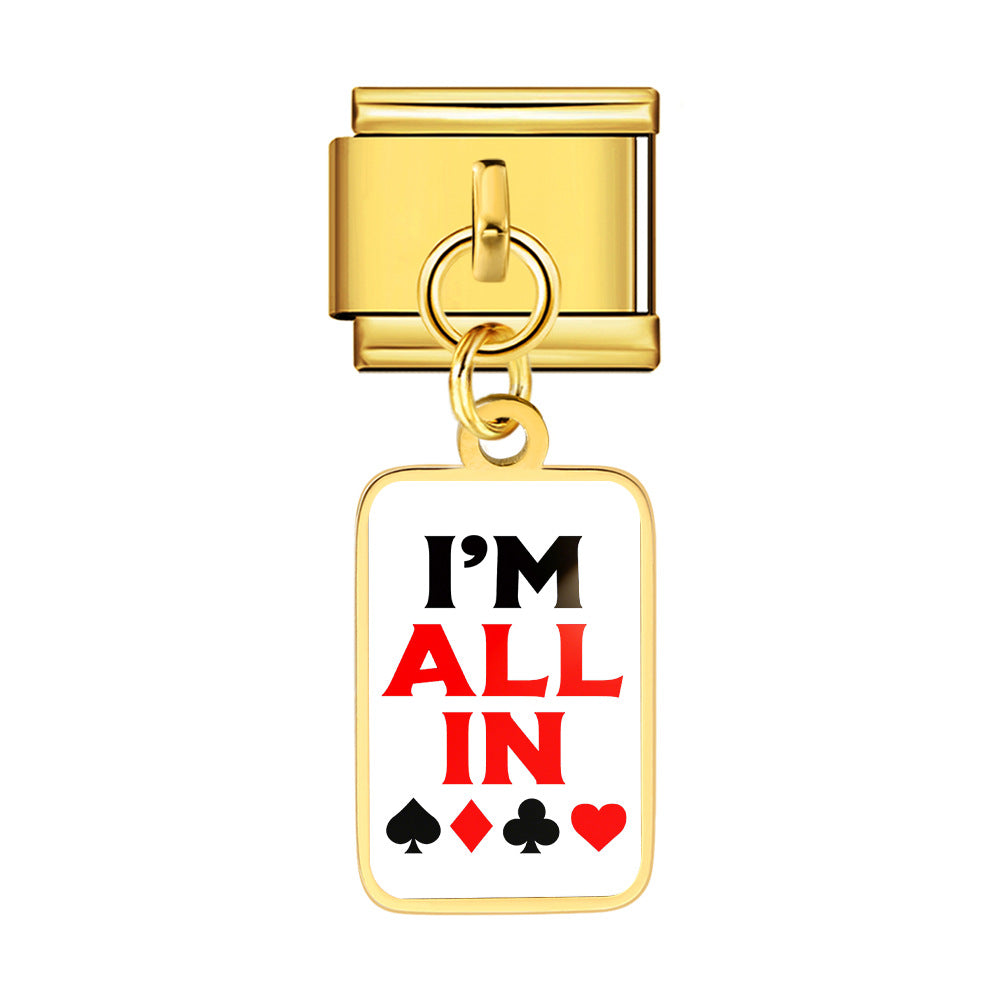Wholesale Trendy Playing Card Pendant Stainless Steel Bracelet Fashion Accessory For Boutique Resale