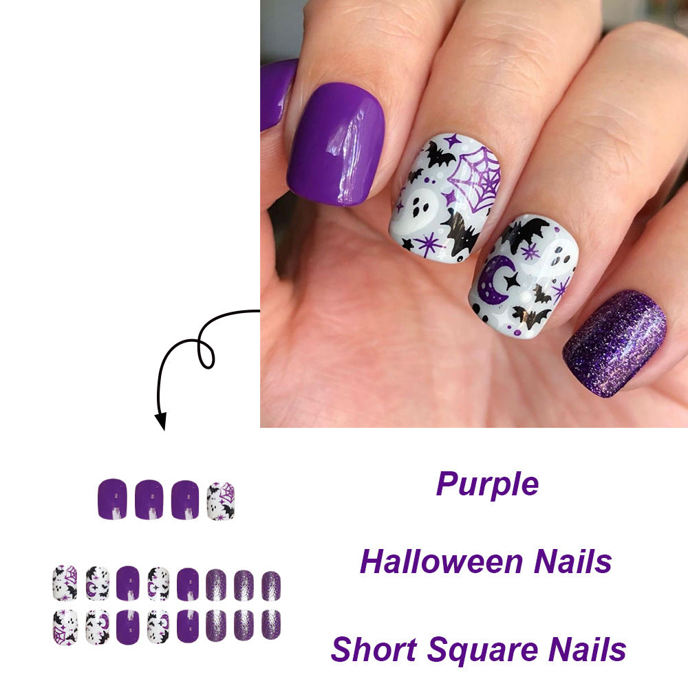 Wholesale 24 Pieces/box Halloween Press-on Nails Kits Nail Stickers ACC-NS-FengLi013