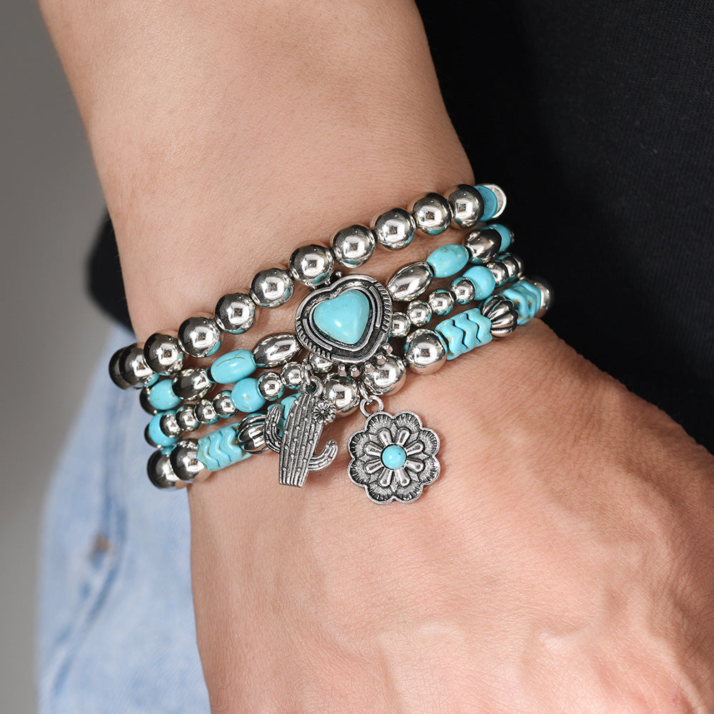 Wholesale Bohemian Style Beaded Bracelet Love Cactus Turquoise Fashion Combination Hot Selling Bracelet