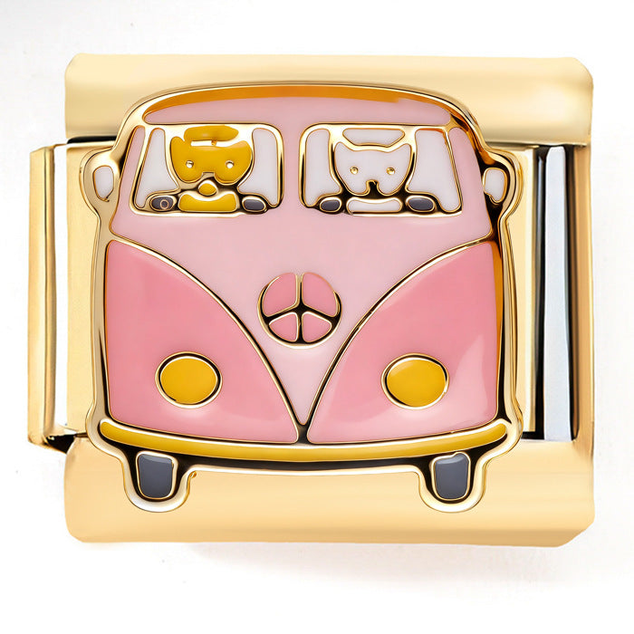 Wholesale Italian Charm Bracelet 9mm DIY  Flower Red Crab Bus Creative Stainless Steel Composable Bracelet