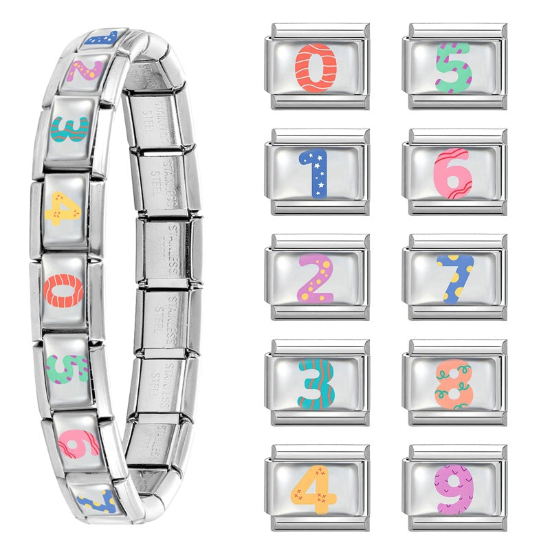 Wholesale Italian Striped Spot Creative DIY Module Bracelet Stainless Steel Jewelry Accessory Boutique Resale