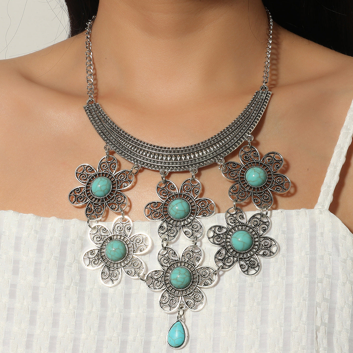 Wholesale Vintage Turquoise Alloy Necklace ACC-NE-JunJie005