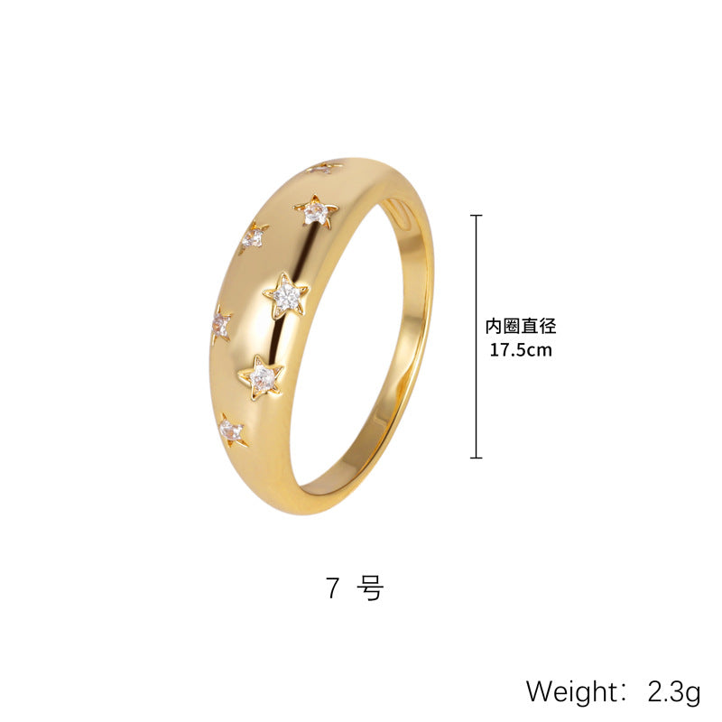 Anello micro-intarsiato con texture di alta qualità a forma di stella all'ingrosso