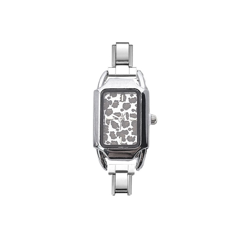 Wholesale Cross-Border Fashion Silver Leopard Print Italian Modular Quartz Watch with Stainless Steel Band,  Unisex DIY Watch Head