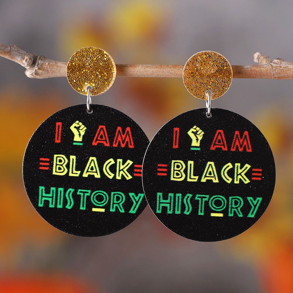 Wholesale Double-sided sequined acrylic wood stitching earrings