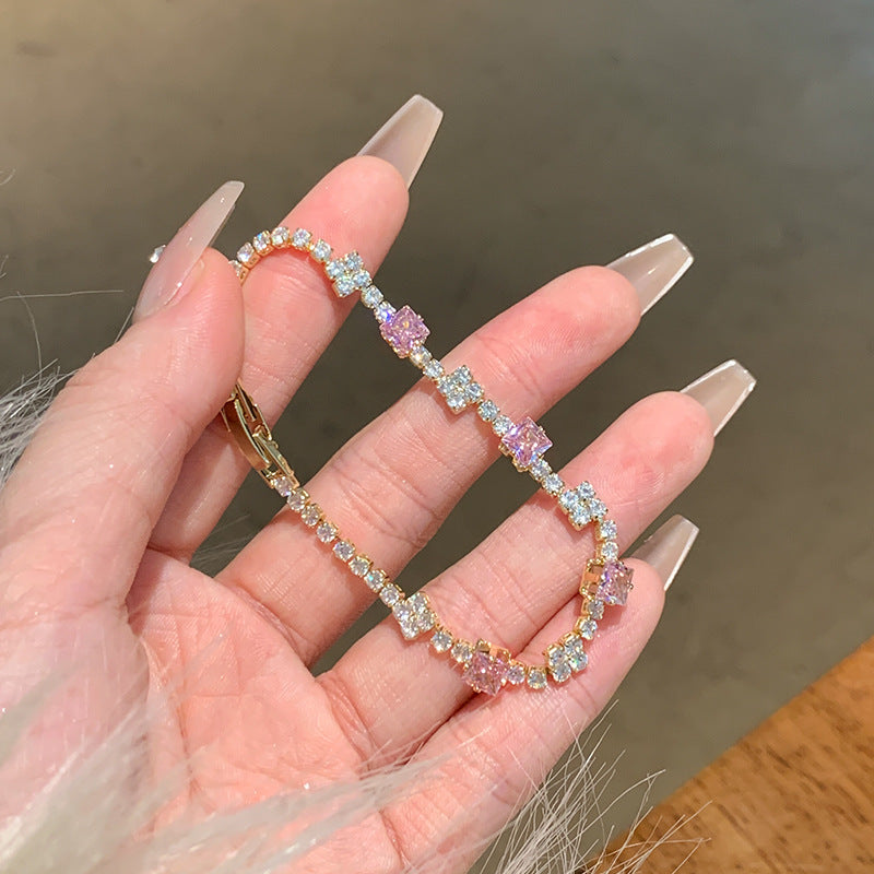 Wholesale Alloy Electroplated Grape Purple Irregular Diamond Bracelet Women' s Jewelry Accessory