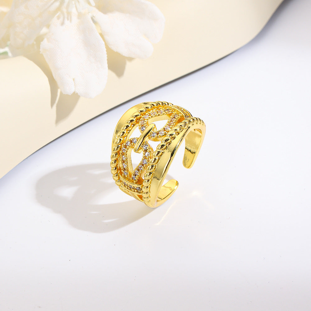 Wholesale Oval rope clasp 18k two-tone plated open ring