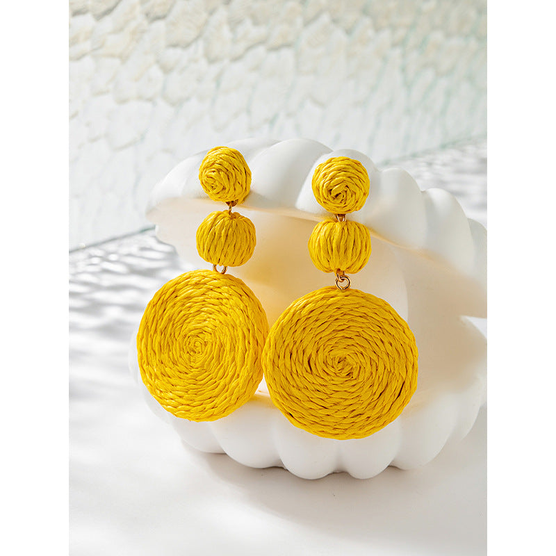 Wholesale Rattan Earrings Raffia Braided Earrings ACC-ES-XLH001
